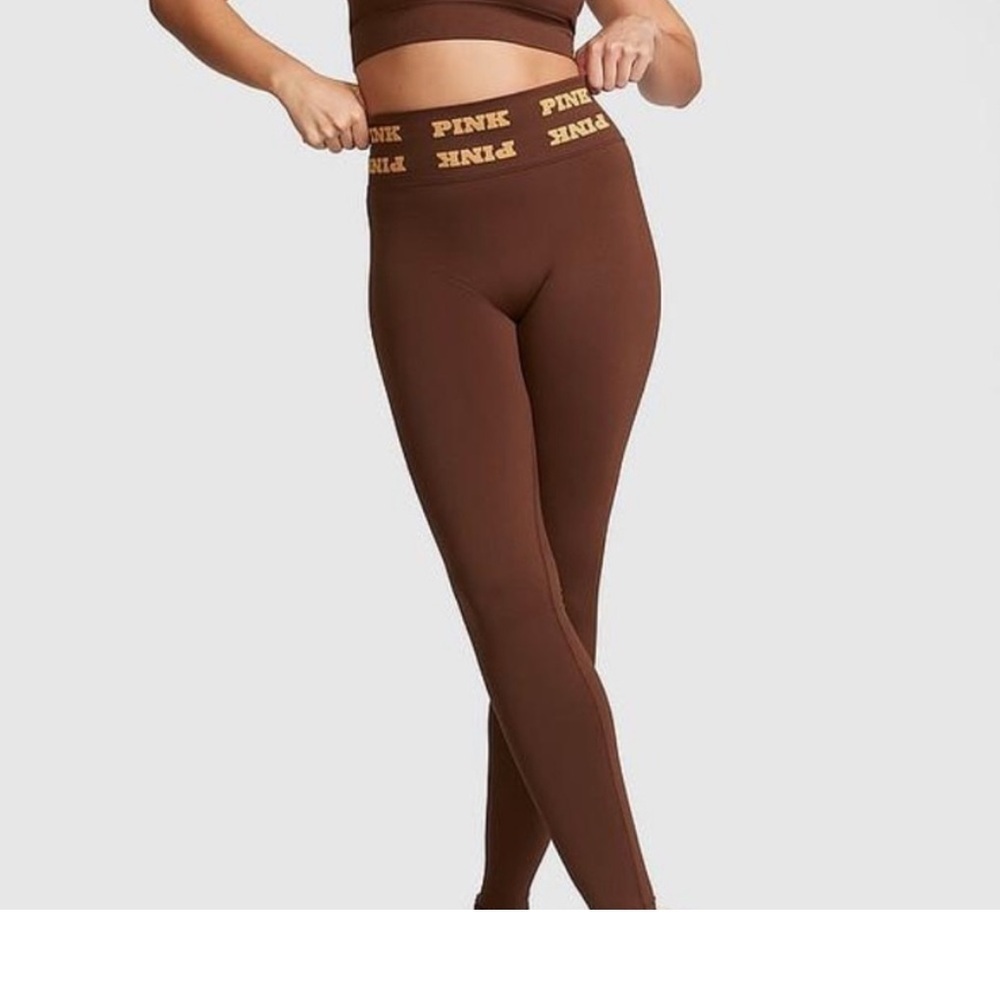 PINK Victoria Secret Brown High Waisted  Full Length Leggings Large